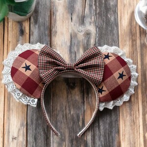 Blue Plaid Mickey Ears - Etsy display picture 1