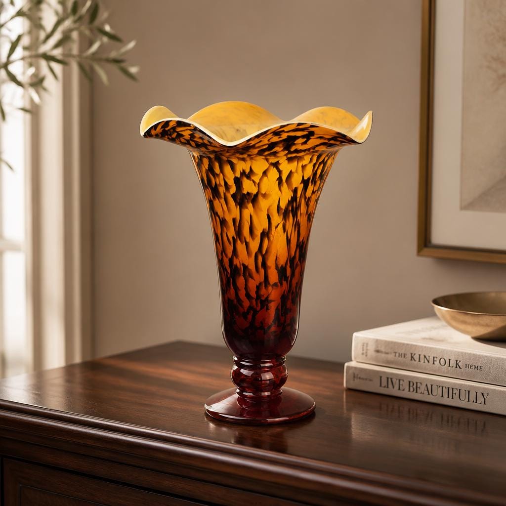 Vintage Art Deco Tall Vase - Etsy