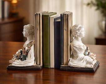Vintage Figural Bust Bookends with Photo Frames, Artist Studio Decor