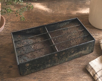 Estante para tostadora de metal vintage oxidado / Pieza decorativa de estilo rústico industrial