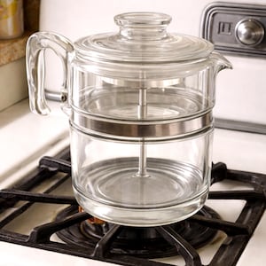 Vintage Pyrex 9 Cup Glass Percolator COMPLETE Set | Stovetop Coffee Maker | Mid Century Kitchen