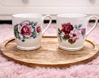 Set med 2 Mariposa CA Rose tekoppar | Romantiska blommiga kaffemuggar, Cottagecore Charm