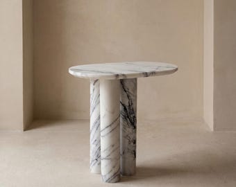 Marble Side Table | Handmade Natural Stone Accent Piece | Modern Minimalist Home Decor