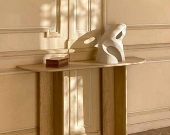 Handcrafted Travertine Console Table – Minimalist Luxury Statement for Modern Interiors