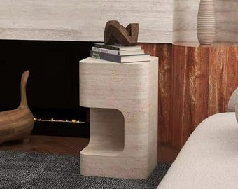 Natural Travertine Coffee Table | Handmade Stone Furniture | Modern Living Room Decor