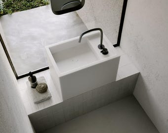 Limra Stein Waschbecken, kundenspezifisches an der Wand befestigtes Badezimmer Waschbecken