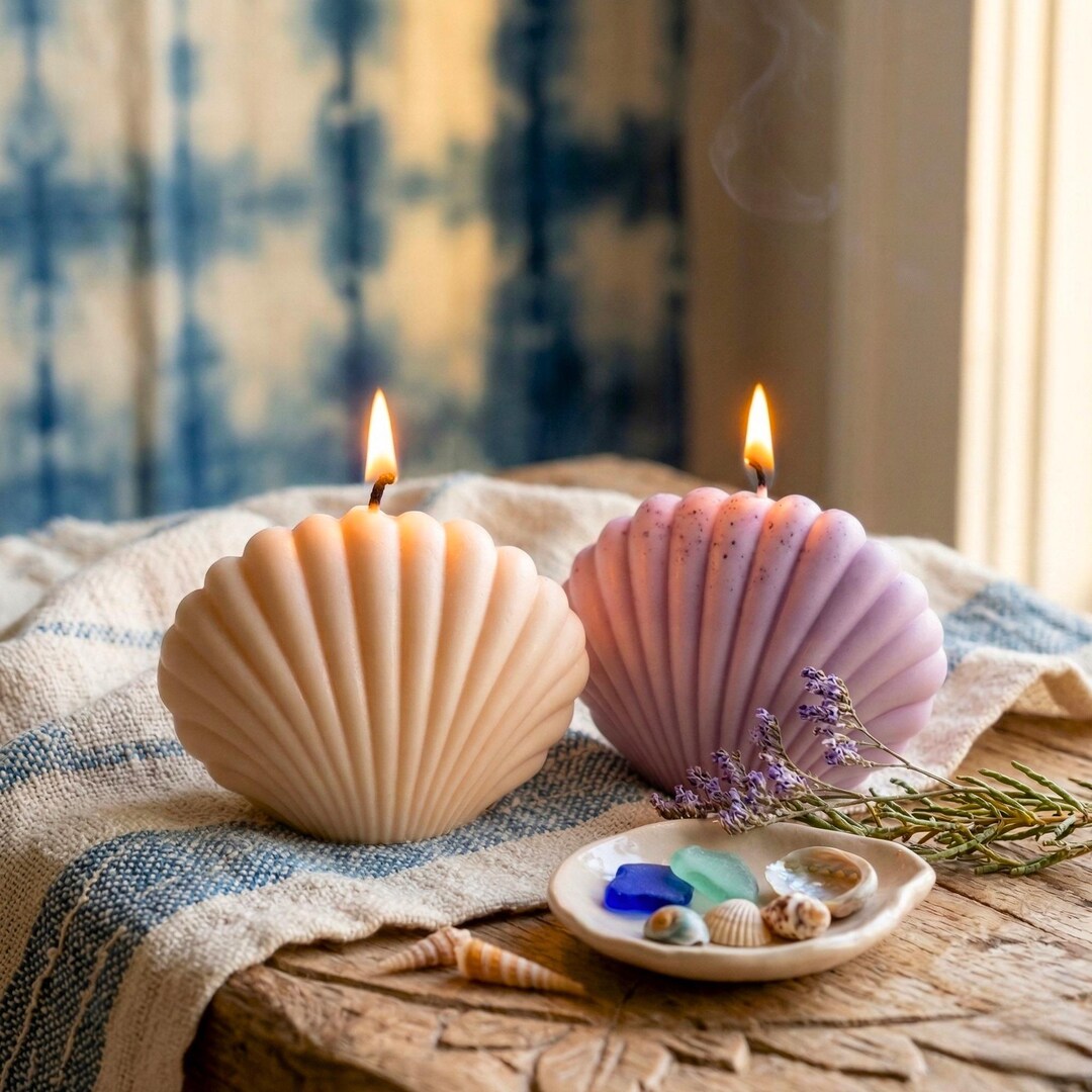 Seashell Candle, Beach Decor Candle, Summer Candle Aesthetic, Ocean ...