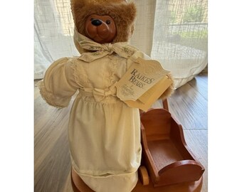 Cuna de peluche con cara de madera de Robert Raikes, edición vintage del Día de la Madre de 1990, n.º 3331/7500