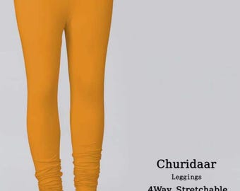 Leggings churidar elásticos de algodón amarillo