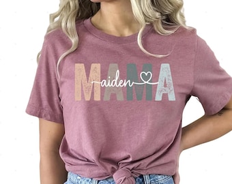 Mama Shirt Personalized With Kids Names, Custom Mom Tee, Mothers Day Gift, Retro Mom Life Shirt, Mama Est 2026 Kids Name Shirt