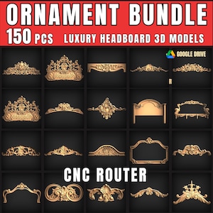 150 Luxury Ornamental STL Models | Baroque, Rococo Headboard & Furniture Designs (Instant Download)
