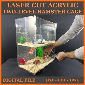 2 Level Acrylic Hamster Cage DXF PDF DWG | Laser Cut Pet House Plan