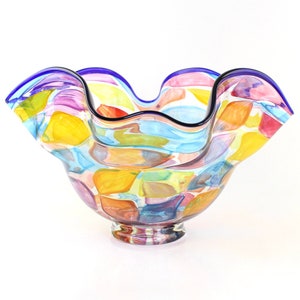 Large Hand Blown Art Glass Bowl