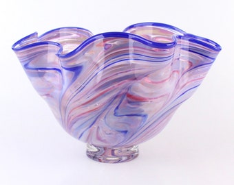 LARGE Hand Blown Art Glass Bowl