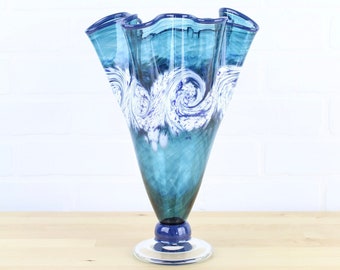 Hand Blown Glass Ocean Vase