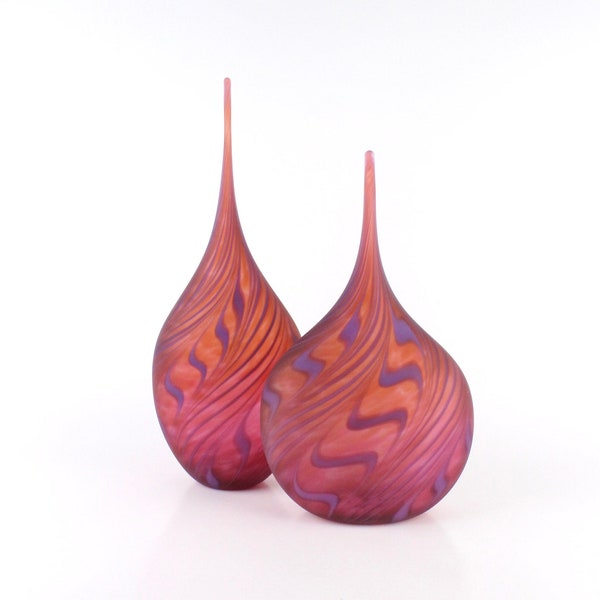 Hand Blown Art Glass Sculpture - Set of Two