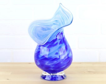 Hand Blown Blue Pulpit Vase