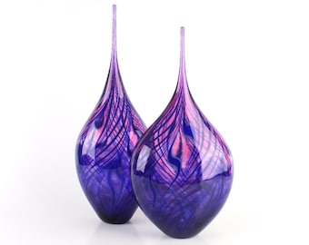 Hand Blown Art Glass Sculpture - Set of Two