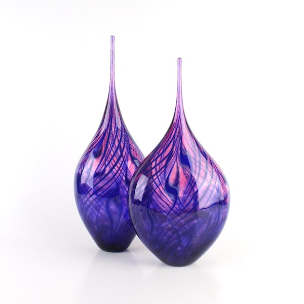 Hand Blown Art Glass Sculpture - Set of Two