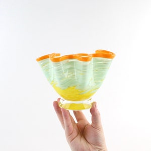 Small Hand Blown Wavy Glass Bowl