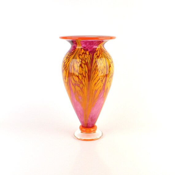 LARGE Hand Blown Art Glass Flower Vase Etsy