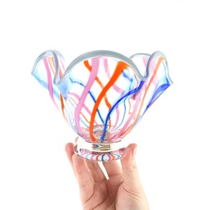 Small Hand Blown Wavy Glass Art Bowl