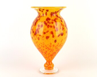 Italian Venetian Murano Calla Lily Hand Blown Art Glass Vase White Blue Orange 10