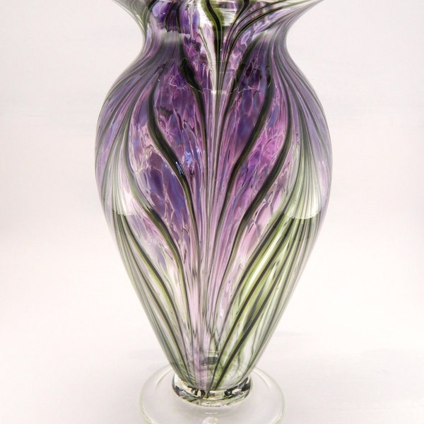Hand Blown Art Glass Vase - Lavender and Hyacinth Purple
