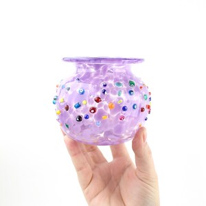 Small Purple Hand Blown Art Glass Vase