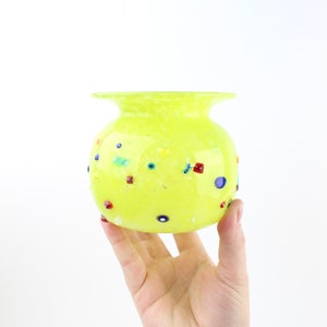 Small Lime Green Hand Blown Art Glass Vase