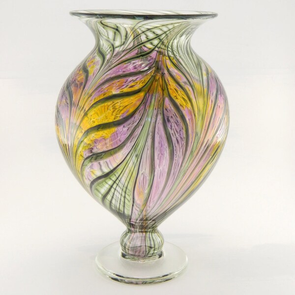 Hand Blown Art Glass Vase - Amethyst Purple and Gold
