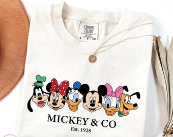 Retro Mouse and Friends Shirt, Mickey And Co Comfort Colors, Mickey and Co. est. 1928