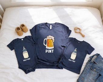 Pint Half Pint Matching T-Shirts, Funny Dad And Kids Matching Tee, Dad And Baby Shirt, Daddy Daughter Shirts, Father Son Matching Tee Set