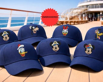 ディズニー・クルーズのカスタム刺繍入り帽子、家族旅行用のパーソナライズされたベースボールキャップ、航海をテーマにしたディズニー旅行ギフト、魔法の船旅アクセサリー