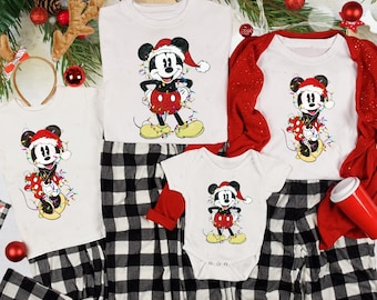 Custom Christmas Mickey Minnie T-Shirt, Matching Disney Couple Sweatshirt, Christmas Family Outfit, Disneyland Trip Shirt