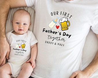 Camiseta para papá y yo, camiseta para papá primerizo, camisetas a juego para el Día del Padre, conjunto para padre e hijo, camiseta para nuestro primer Día del Padre, camisetas para papá y bebé