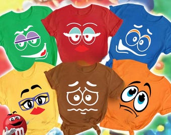 Cartoon Expression Graphic Shirt,Funny Face M-CostumeTee, Emoji Style Party Costume T-Shirt for Friends, Family Gifts