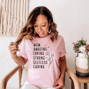 Amazing Loving Strong Mama Shirt, Christian Mother Gift, Aesthetic Selfless Caring Apparel, Mothers Day Outfit, Mom Tee