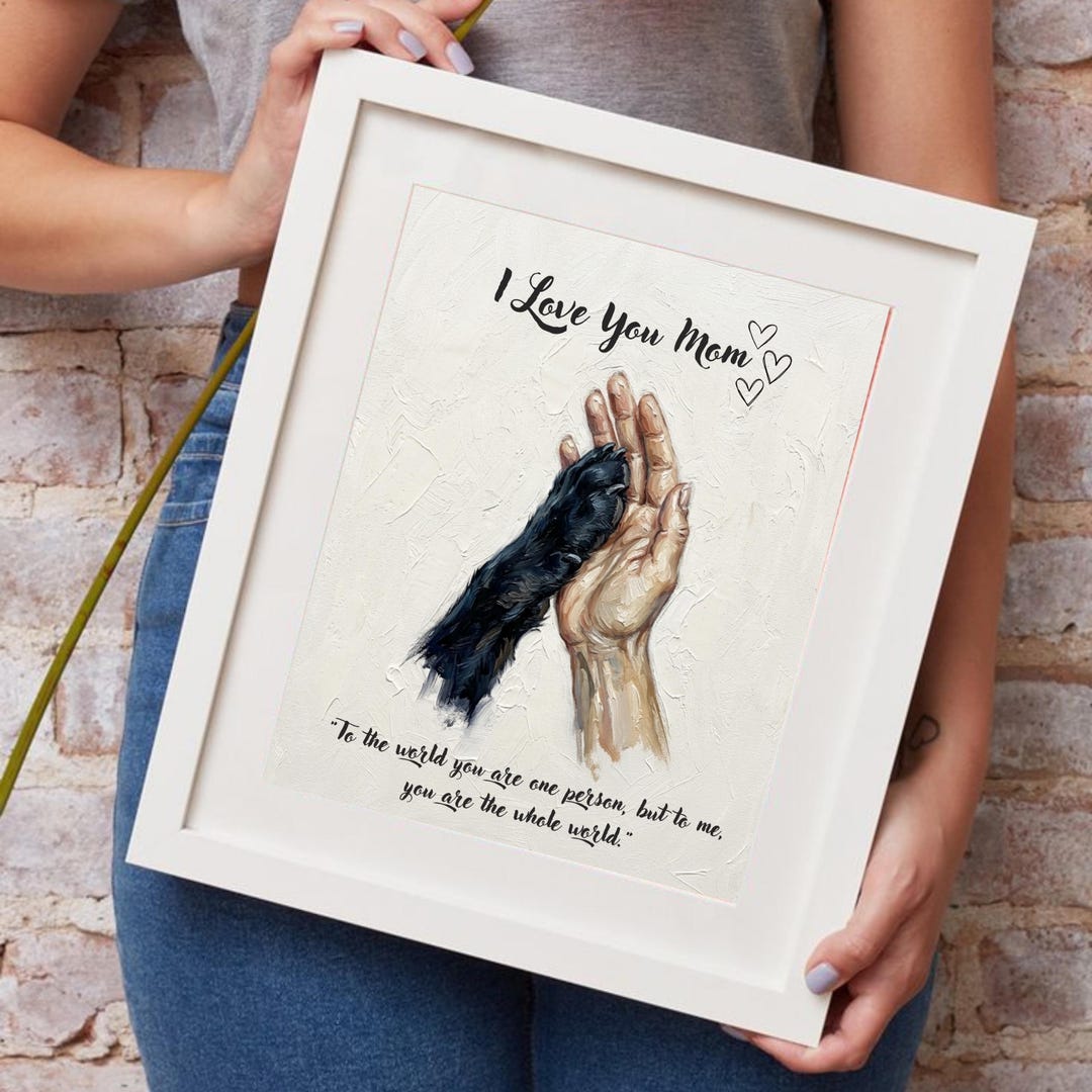 Personalized Pet Portrait Digital Print, Custom Name Dog Mom Art, Hand ...