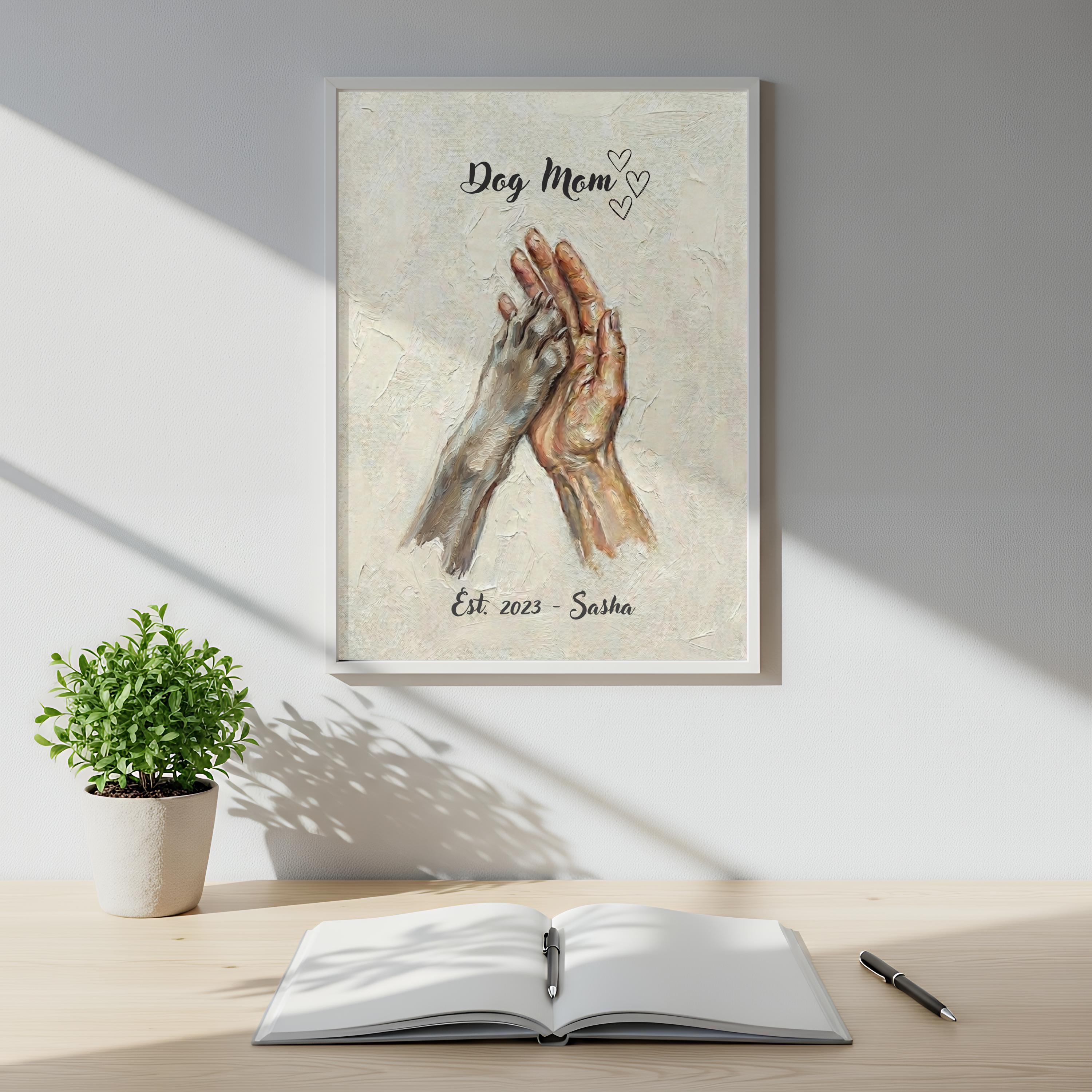 Personalized Pet Portrait Digital Print, Custom Name Dog Mom Art, Hand ...