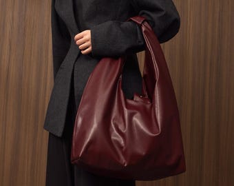 Personlig Slouchy Hobo-väska i ekologiskt läder, stor hobo-väska för kvinnor, arbetsväska