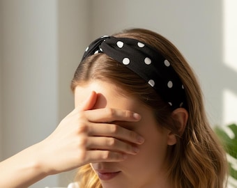 Polka Dot Knotted Headband, Retro Rockabilly Hair Accessory