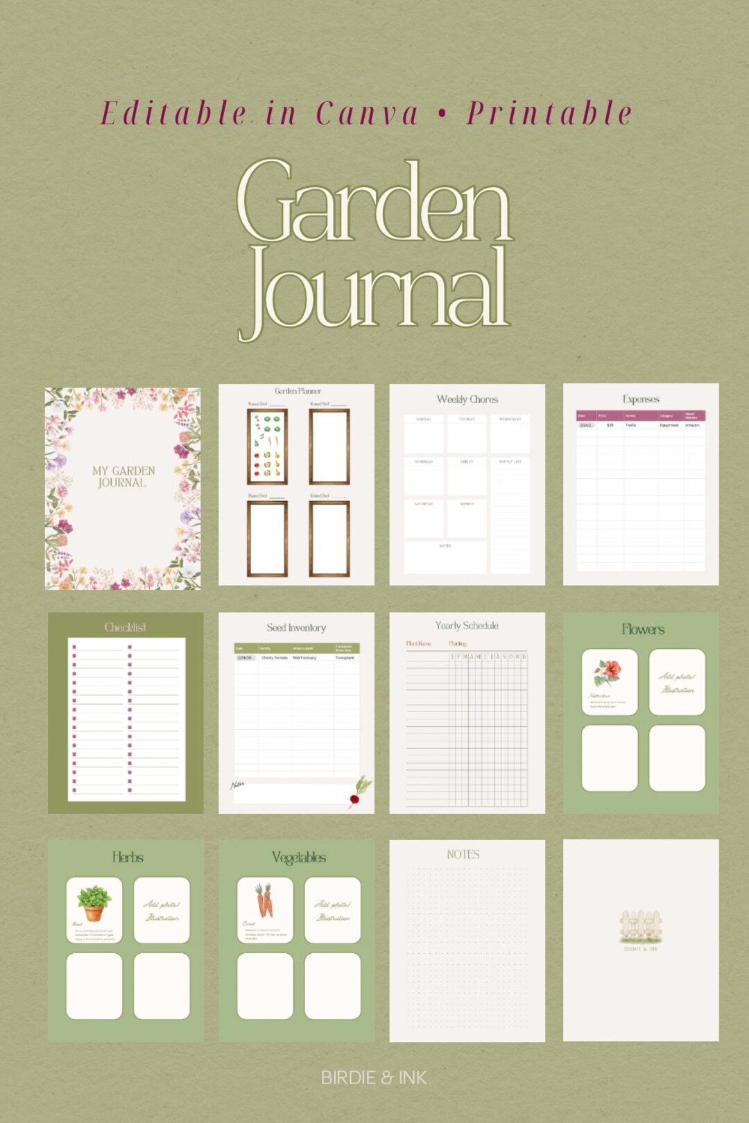 Garden Planner Template | Printable Vegetable Garden Journal (digital ...