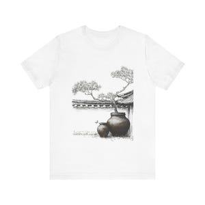 Onggi & Pine Tee | Korean Courtyard Sketch | Unisex T-Shirt