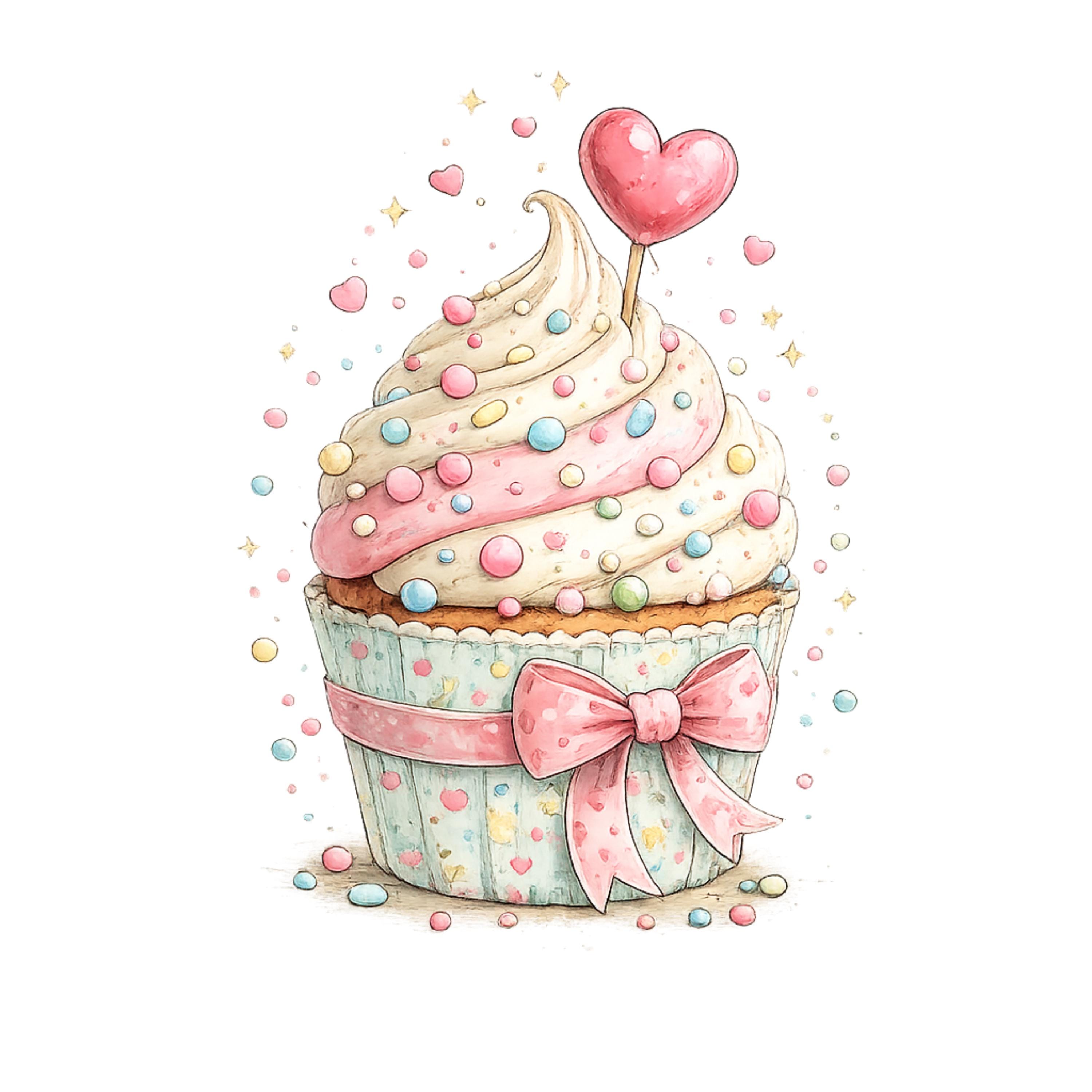 Whimsical Birthday Cupcake Watercolor Clipart Bundle (digital Download ...