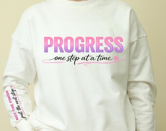 Progress One Step at a Time PNG JPG | Motivational Pink Gradient Typography (Digital Download)