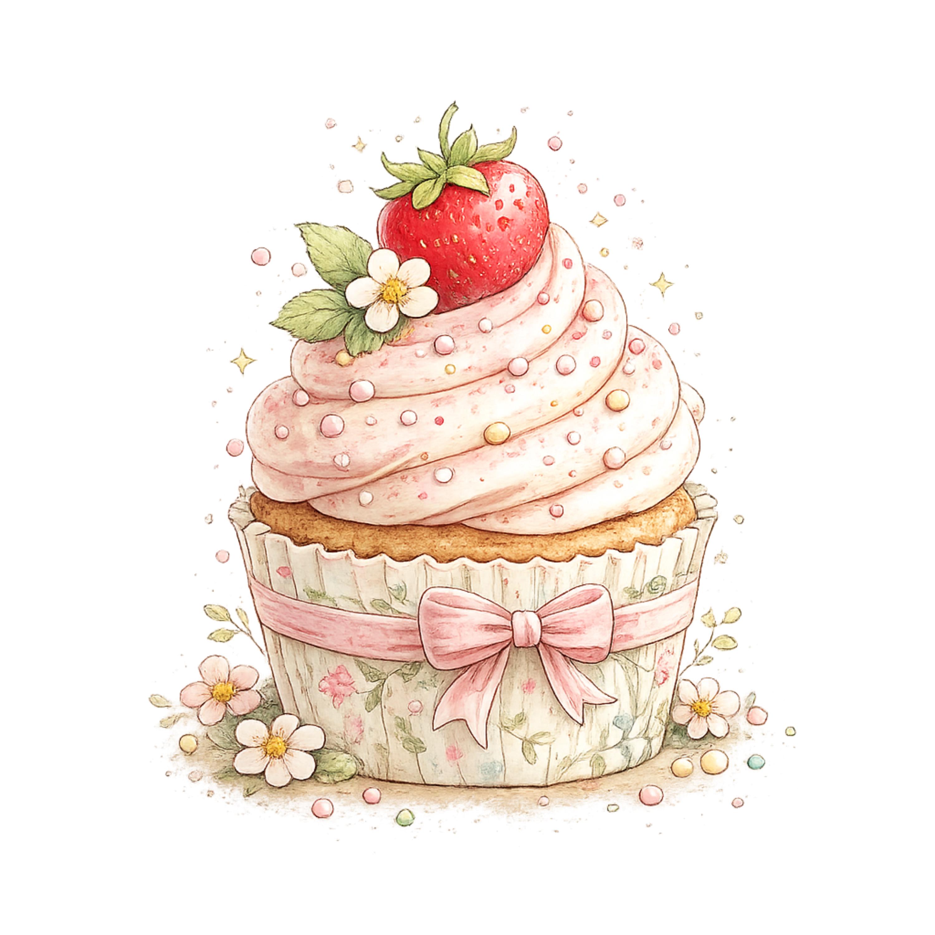 Whimsical Birthday Cupcake Watercolor Clipart Bundle (digital Download ...