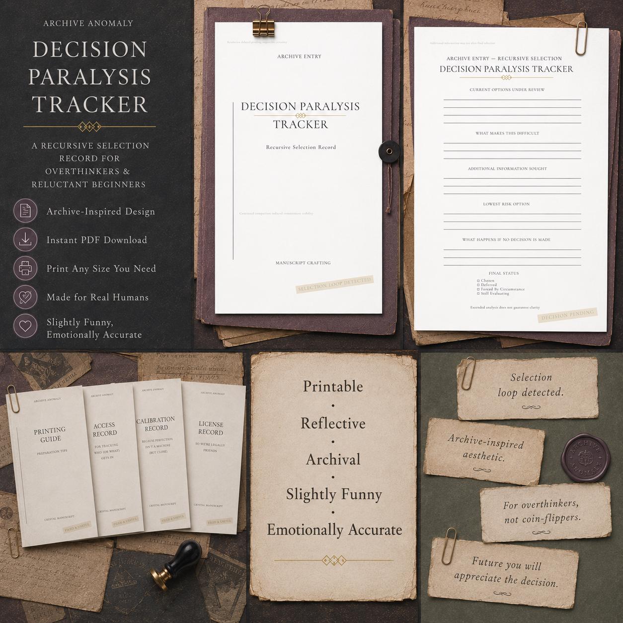 Decision Paralysis Tracker Printable | ADHD Choice Planner, Overwhelm ...
