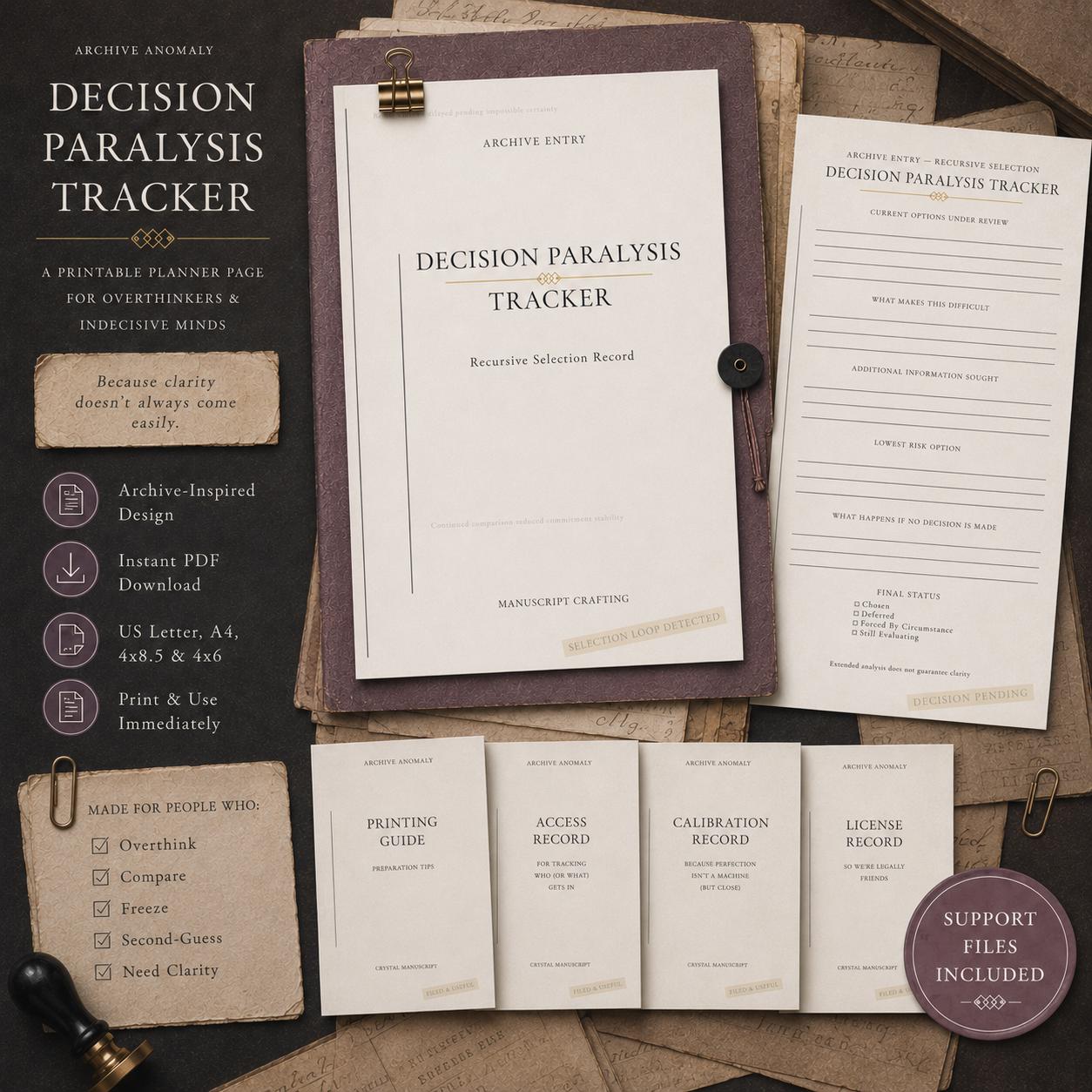 Decision Paralysis Tracker Printable | ADHD Choice Planner, Overwhelm ...