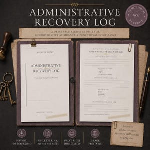 Administrative Recovery Log Printable | Life Admin Planner, Burnout Task Tracker, ADHD Paperwork Organizer